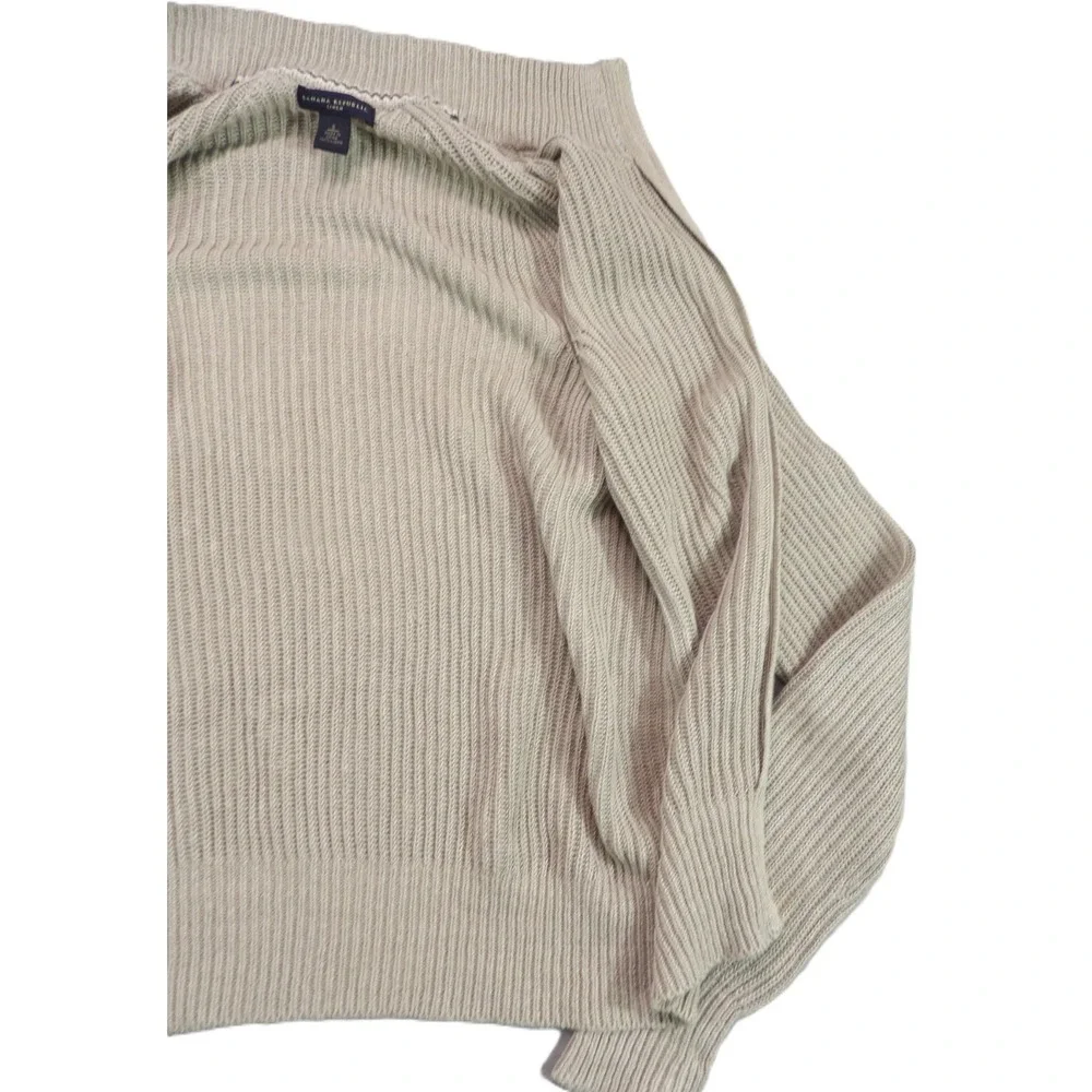 Banana Republic Linen Sweater Men S Beige Ribbed Full Zip Mock Neck Cardigan Top